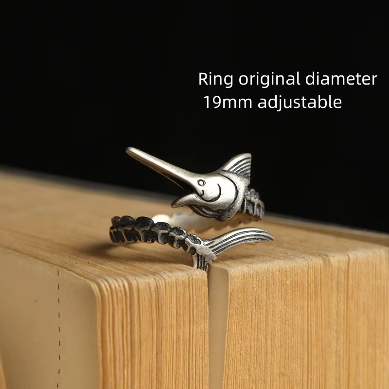 Buyee 925 bague en argent Sterling homme doigt Marlin poisson