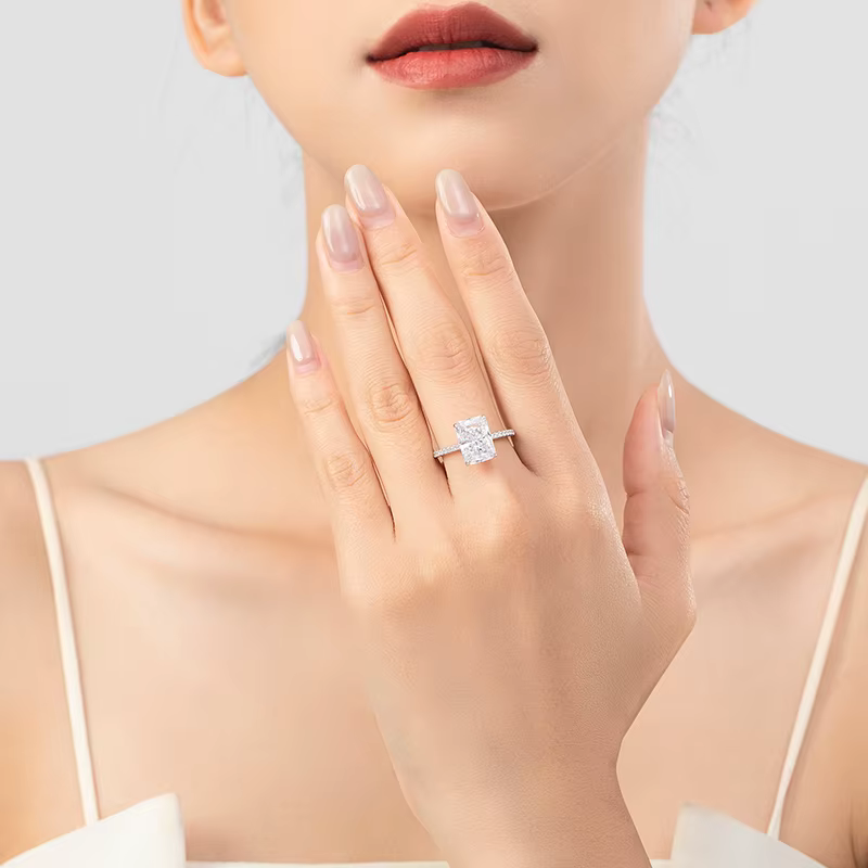 Ailmay à la mode 925 en argent Sterling de luxe Redian coupe Rectangle 5A zircone anneaux pour les femmes de mariage fiançailles bijoux cadeau