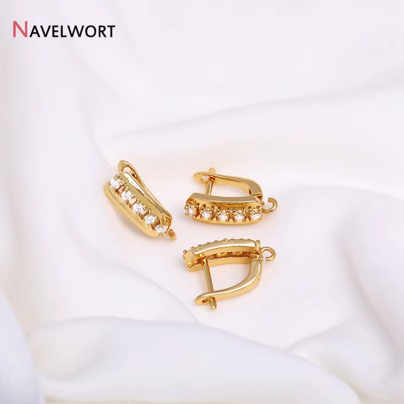 Fixations pour boucles d'oreilles en laiton plaqué or 18 carats