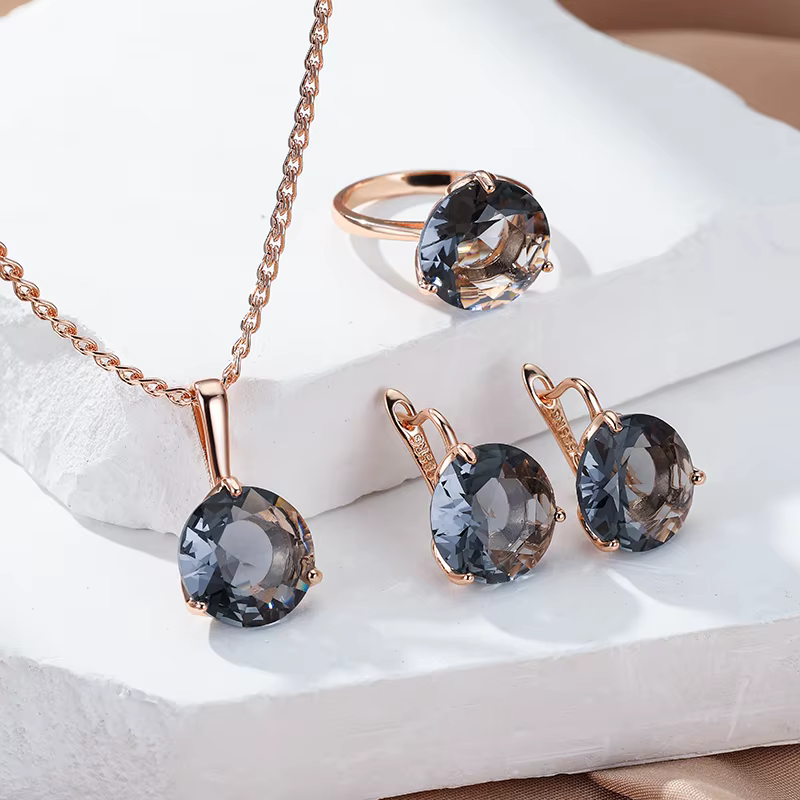 Wbmqda – grand pendentif et collier en pierre grise pour femmes