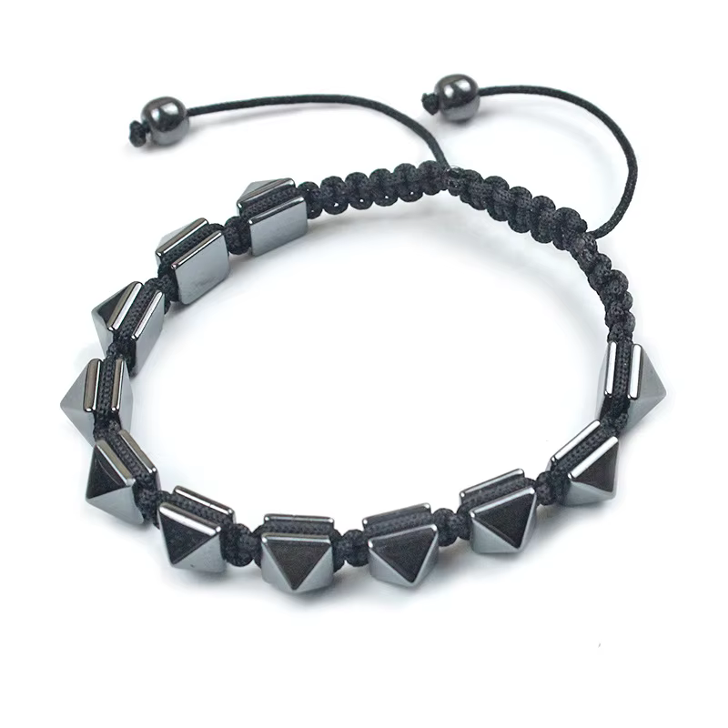 Bracelet ajustable tressé à pointes style punk biker pour homme
