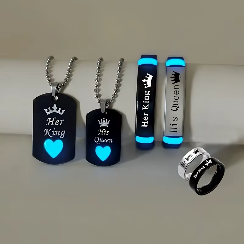 Ensemble de bijoux lumineux en acier inoxydable pour femmes