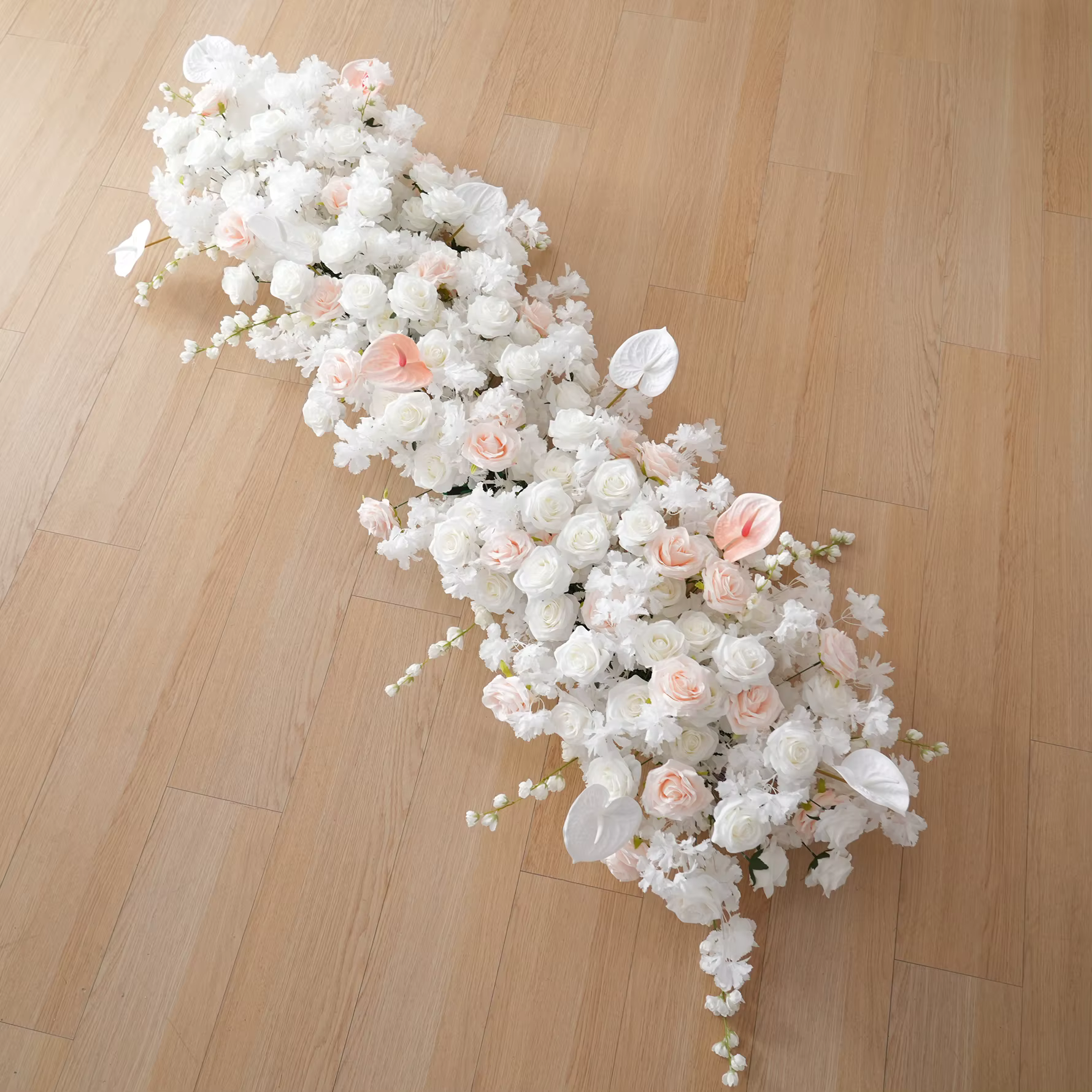 H7508 HMEOT mariage blanc rose Plam Roses suspendus Arrangement Floral allée cérémonie décoration Table canapé fleur coureurs rangées