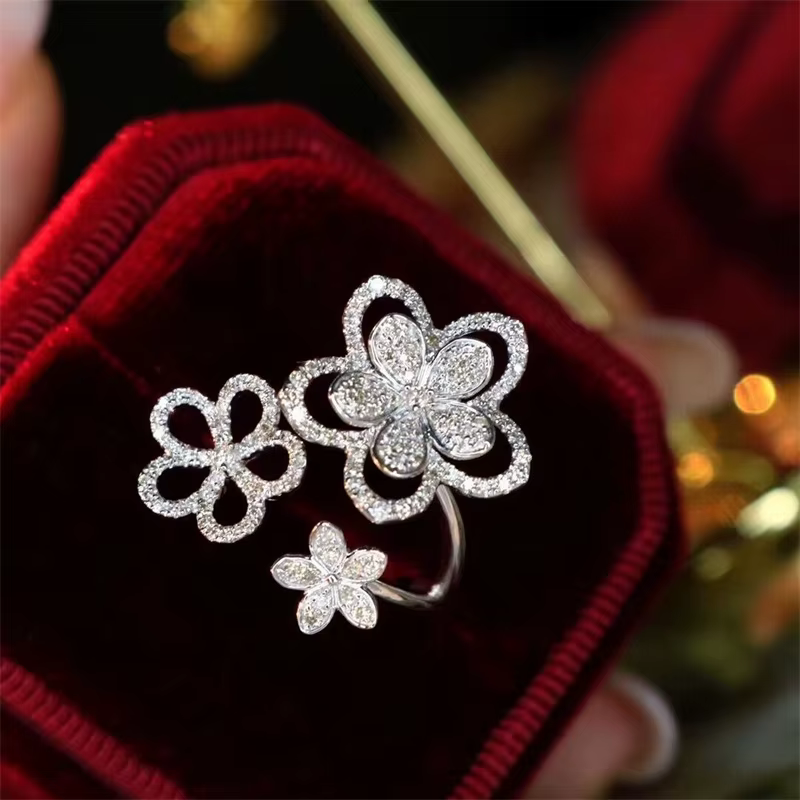 CC anneaux pour femmes zircon cubique fleur conception ouvert réglable anneau de mariée mariage fiançailles Anel livraison directe CC3010