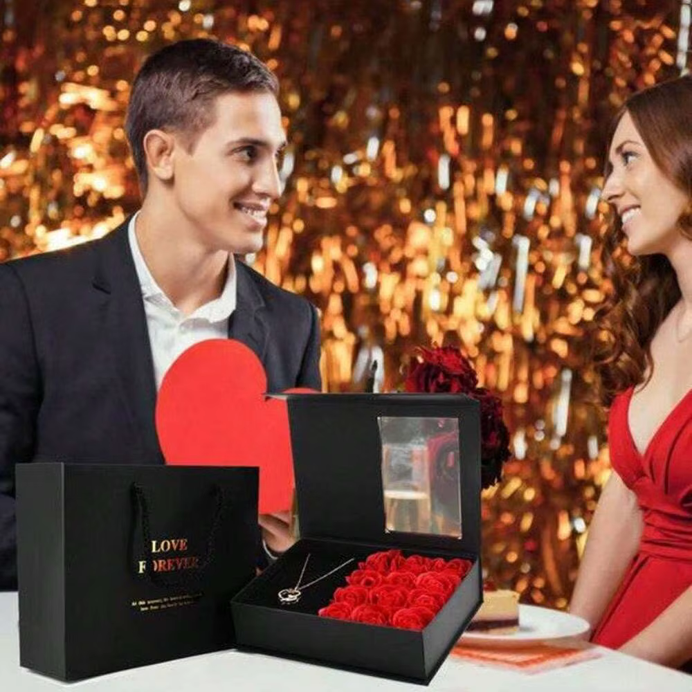 Coffret cadeau élégant pour bijoux pour la Saint-Valentin – Inscription "Love Forever"