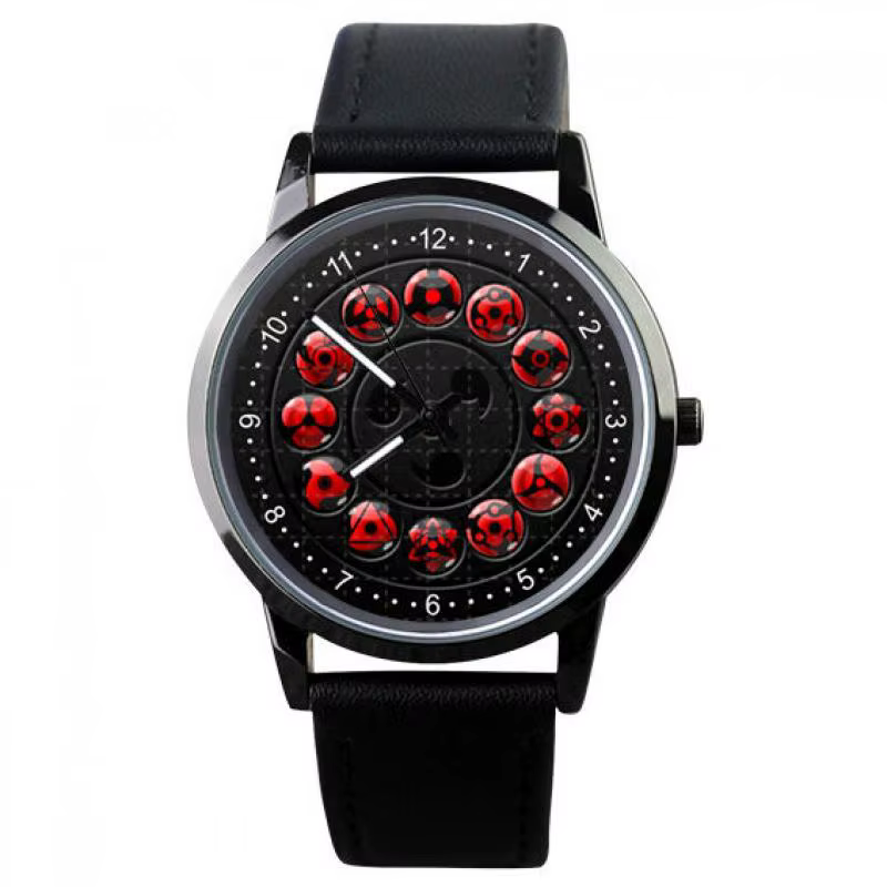 Montre Naruto montre électronique pour hommes bracelet en cuir décontracté montre étanche Animation Uzumaki Naruto Sharingan montre cadeau de vacances