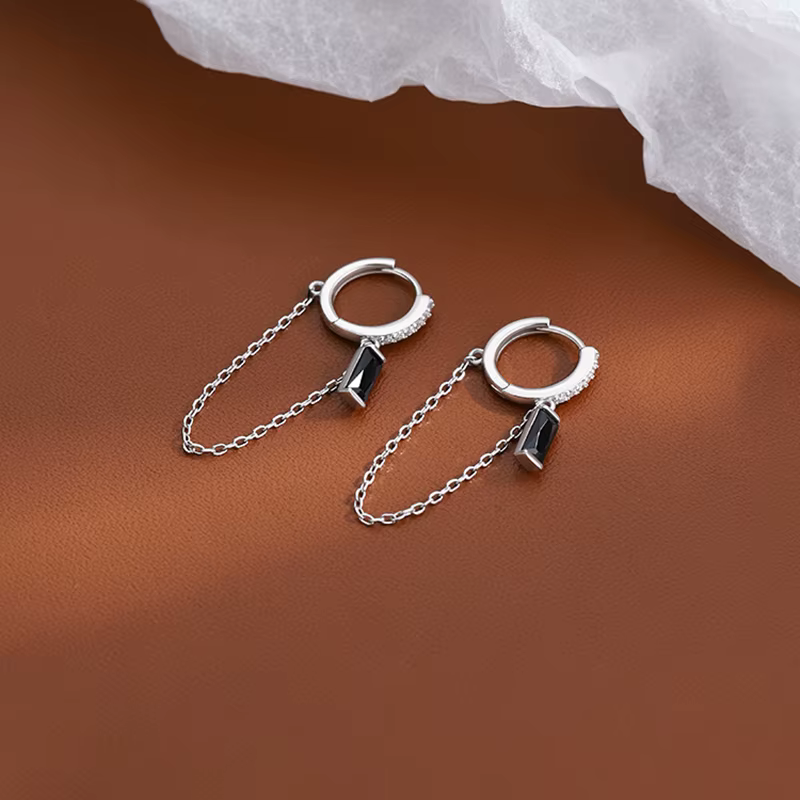 Boucles d'oreilles à pampilles en Zircon couleur argent pour femmes