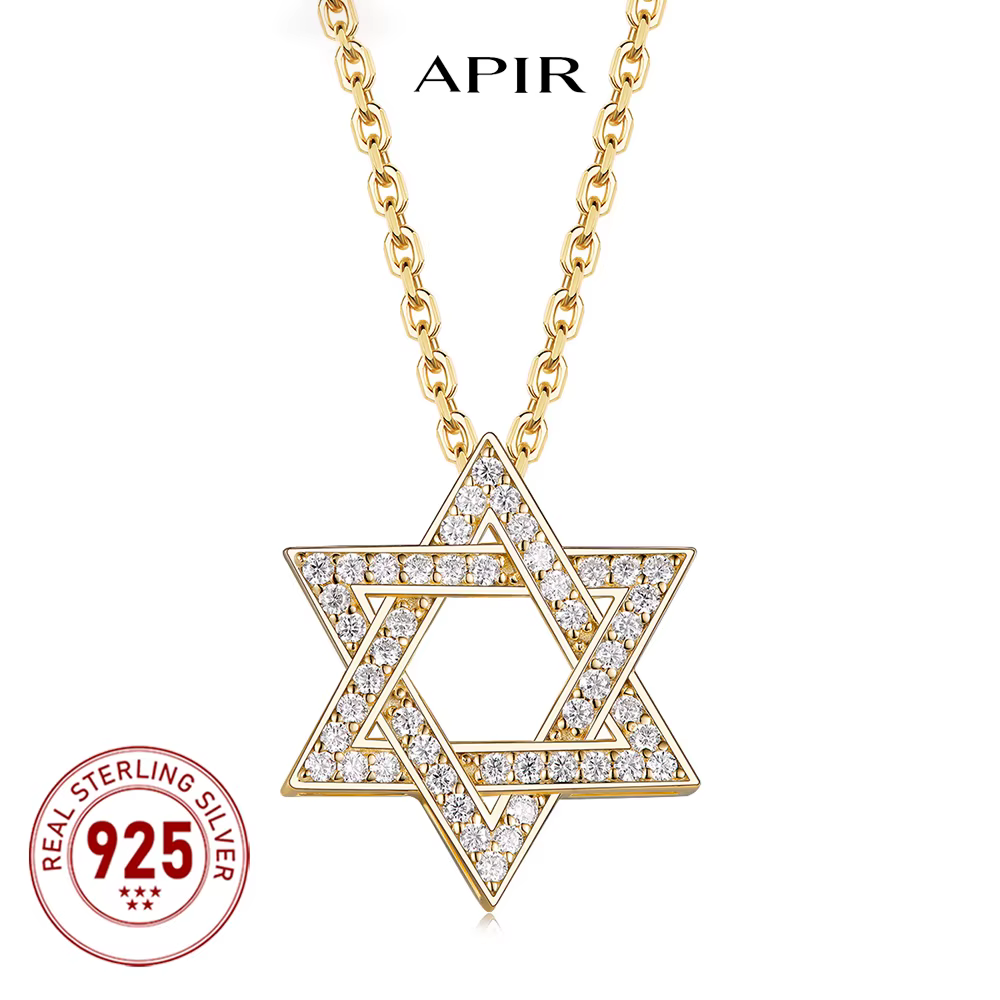 APIR 925 argent D/VVS1 Moissanite étoile pendentif collier croix