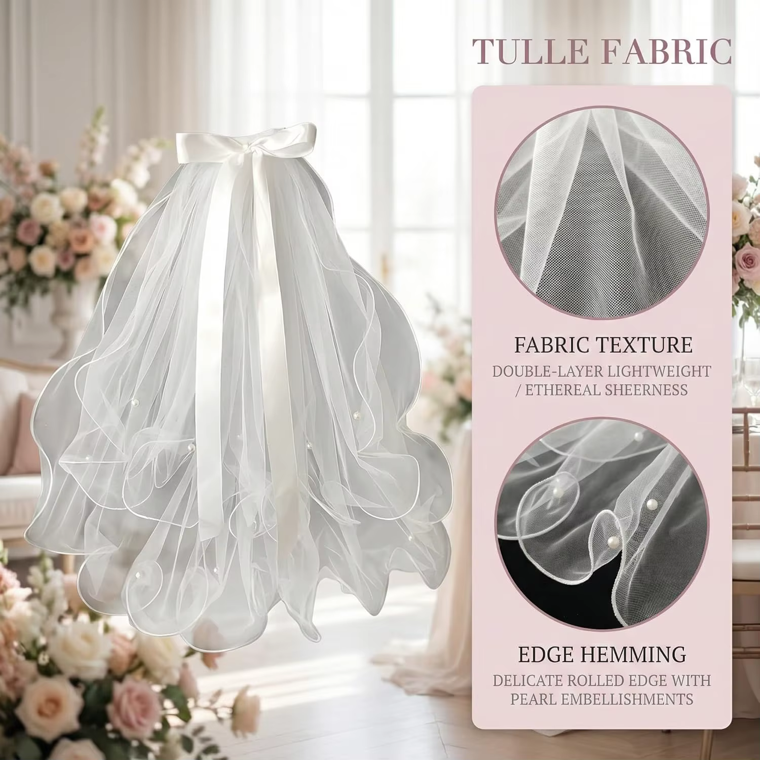 Voile de mariée blanc avec nœud