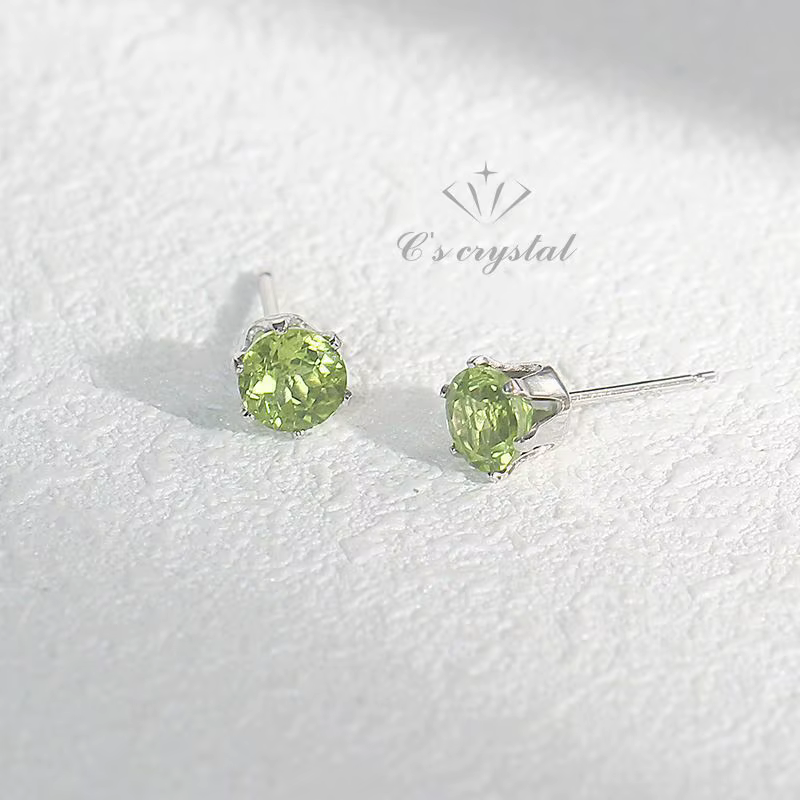 Boucles d'Oreilles Simples et Fraîches en Gemme Verte pour Femme
