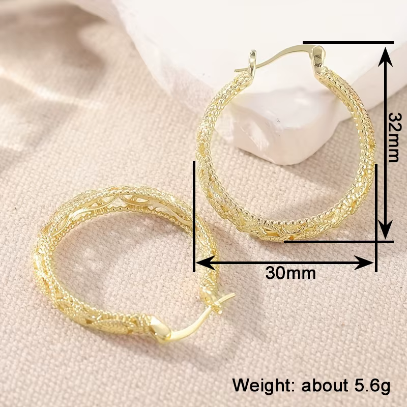 Huitan Boucles d'oreilles créoles dorées style bohème pour femme
