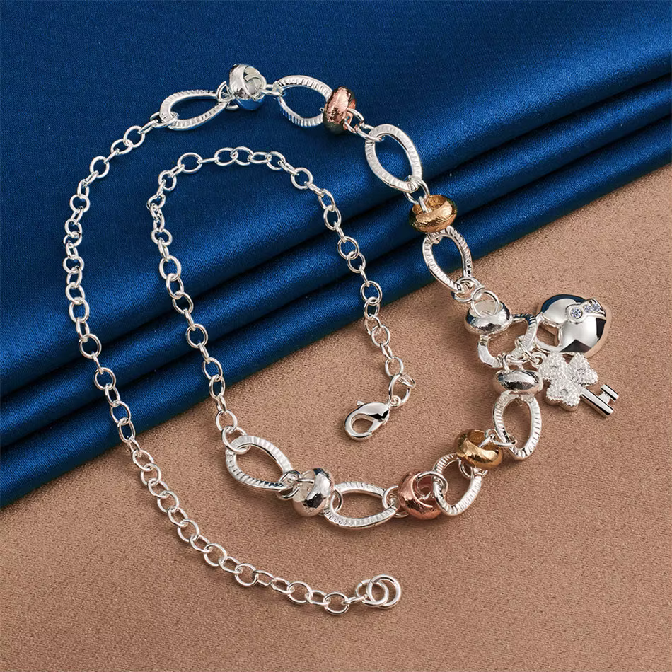 Collier Cadenas d'Amour Exquis en Argent Sterling 925 pour Femme – Accessoire de Mode Élégant pour Fête et Fiançailles