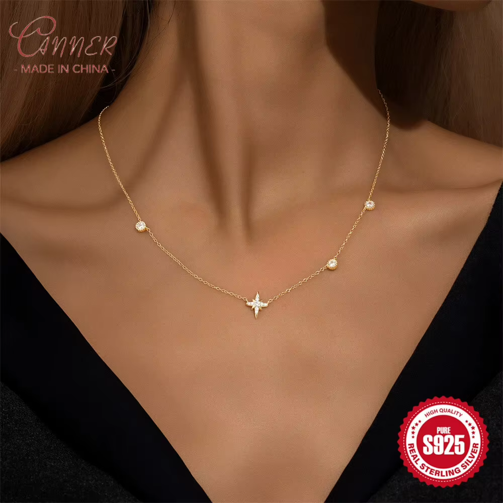 CANNER 2025 Style de mode 925 en argent Sterling clavicule colliers ensemble Simple collier pendentif en zircone irrégulière