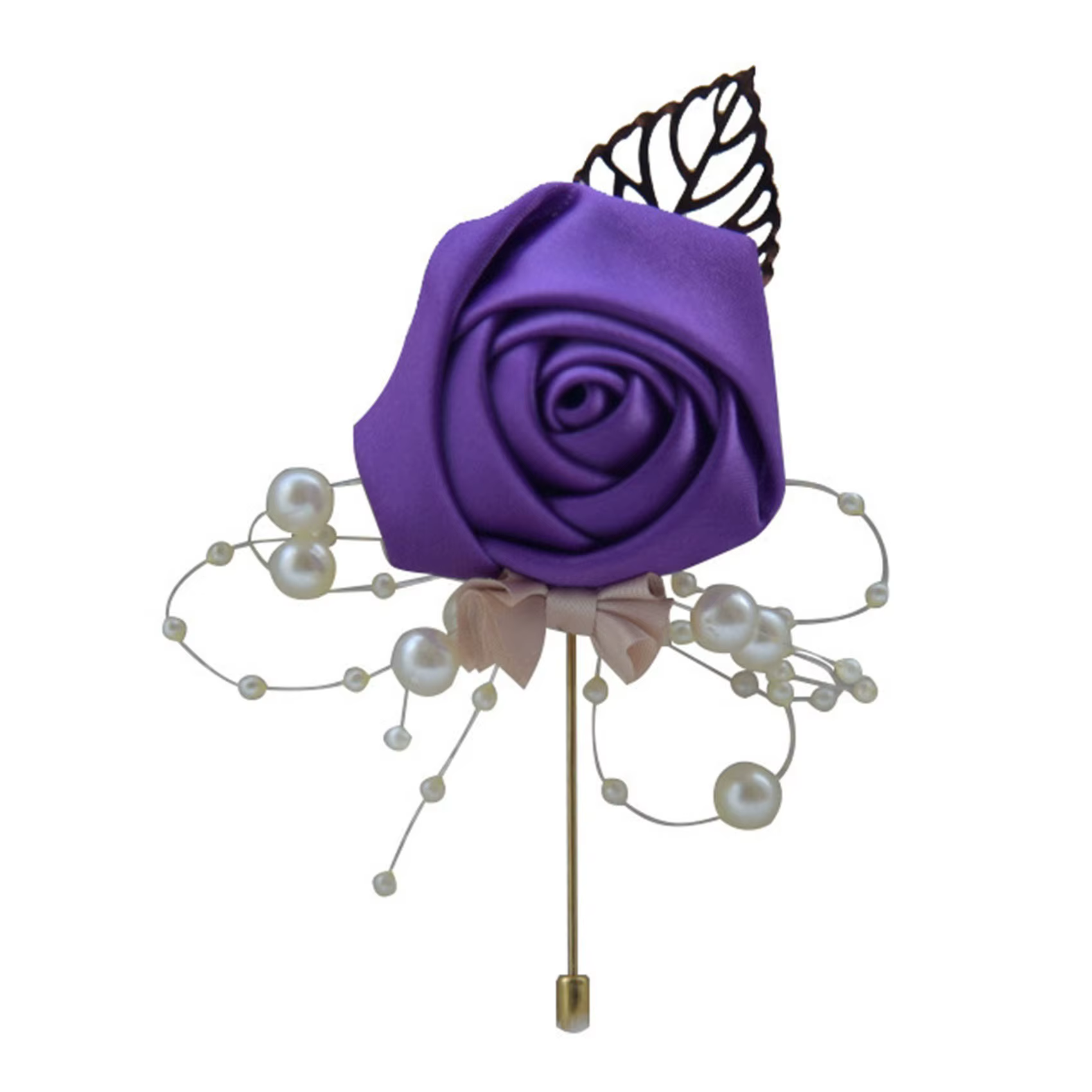 Cérémonie de mariage bal Corsage fleur Rose broche broches perle arc mariée marié fleurs boutonnière Satin ruban accessoires