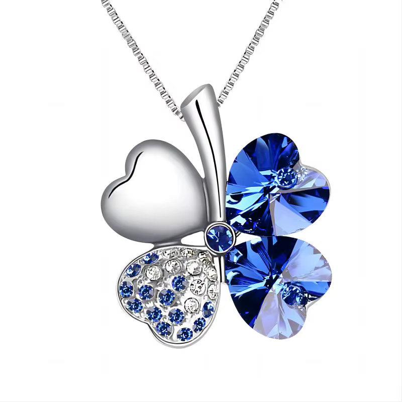 Cristal 4 feuilles trèfle pendentif colliers amant cadeau d'anniversaire qualité mode bijoux livraison directe charme fille