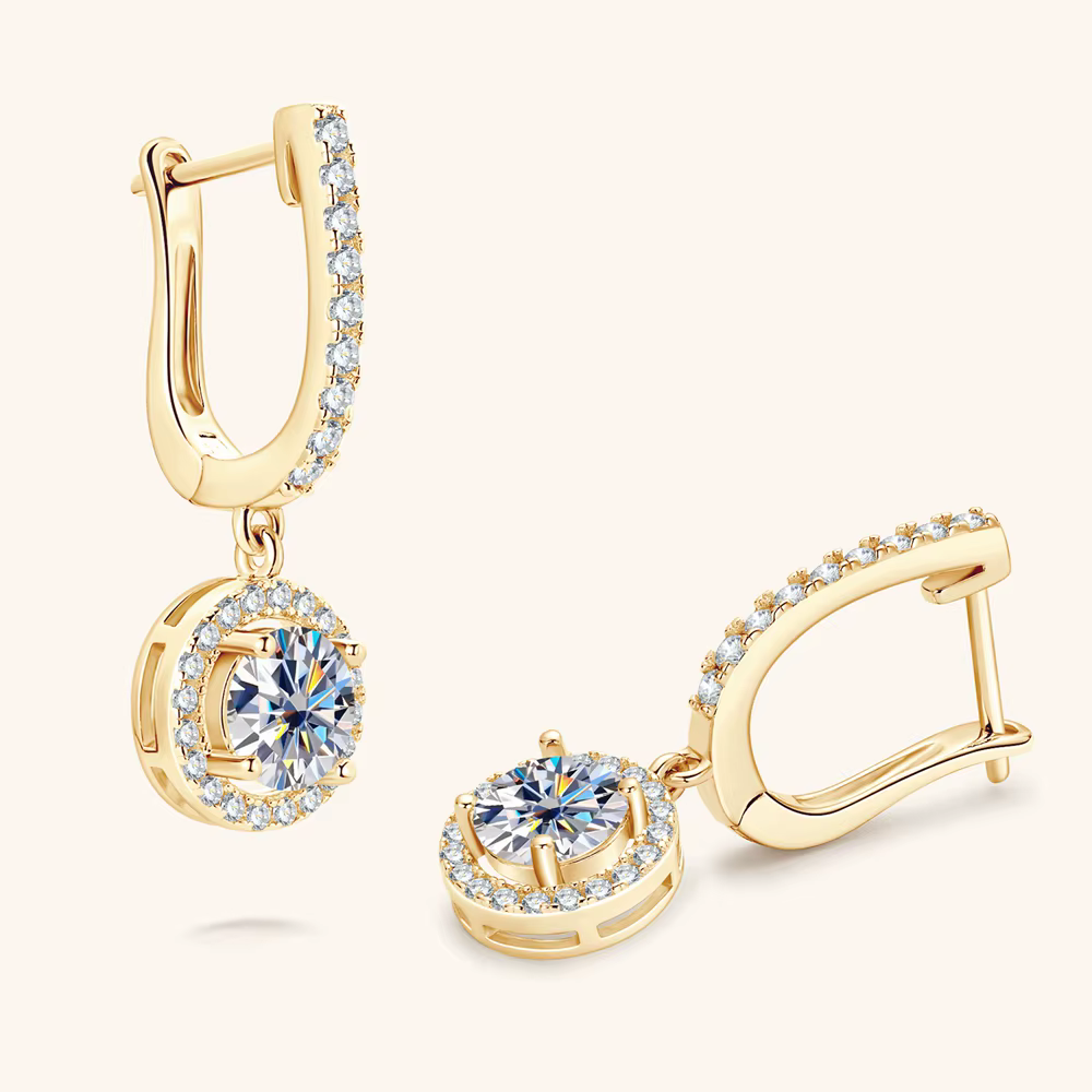 Vinregem GRA 3EX VVS1 D couleur coupe ronde 6.5MM vrais diamants Moissanite pierres précieuses boucles d'oreilles goutte solide 925 en argent Sterling bijoux fins