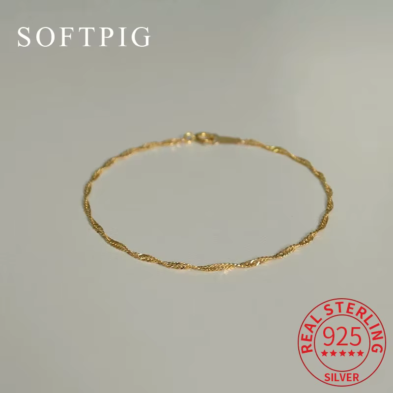SOFTPIG – Bracelet minimaliste en argent Sterling 925 véritable pour femmes élégantes