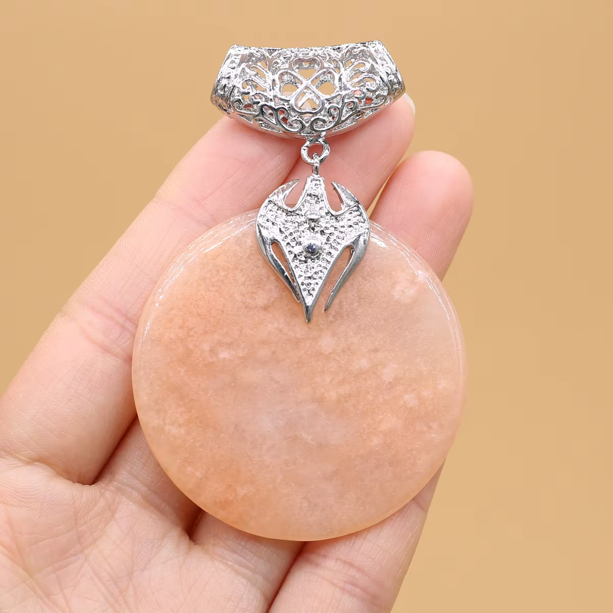 Pendentif Rond en Pierre Naturelle Exquise pour Collier