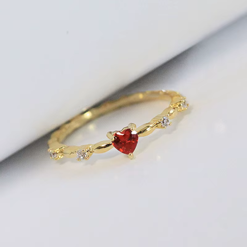 Huitan – bague de fiançailles rouge en zircon cubique pour femmes