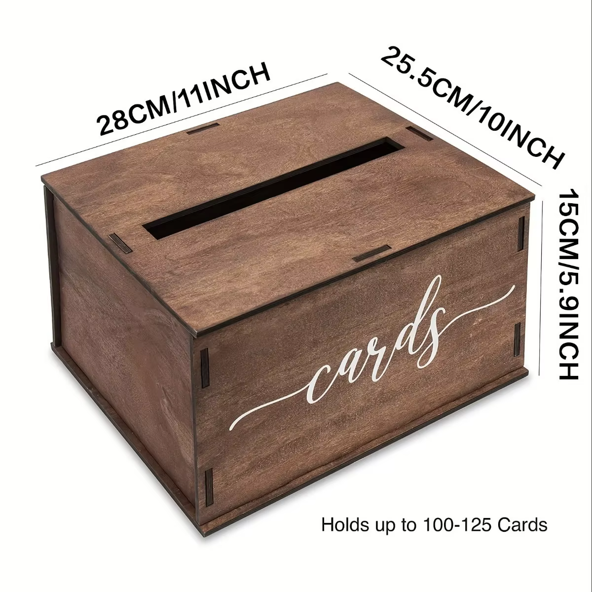 Boîte en bois vintage pour cartes de vœux