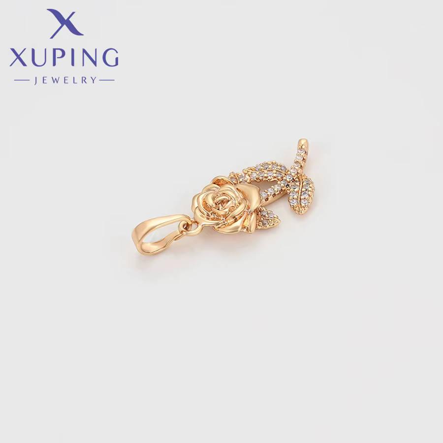 Xuping bijoux nouveau charme Rose fleur pendentif collier de couleur or