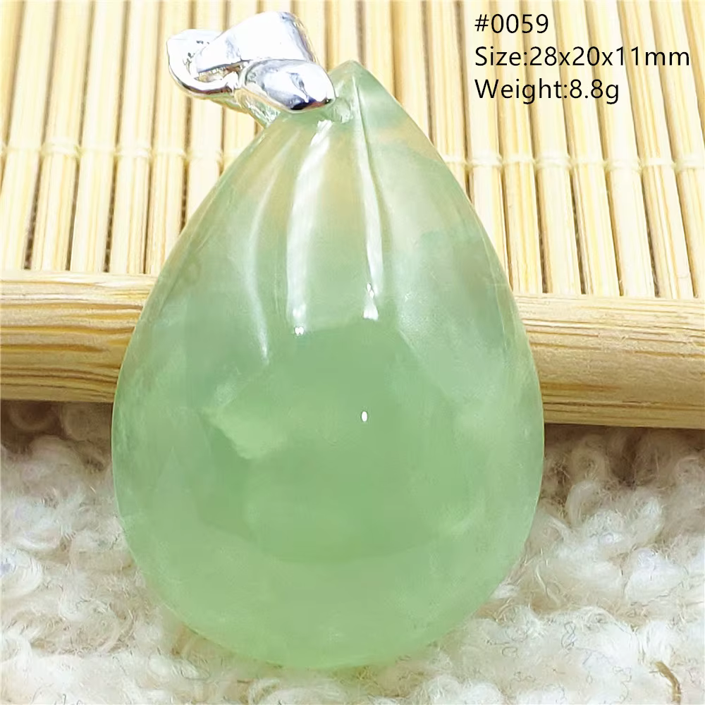 Pendentif en Perles de Préhnite Verte Naturelle