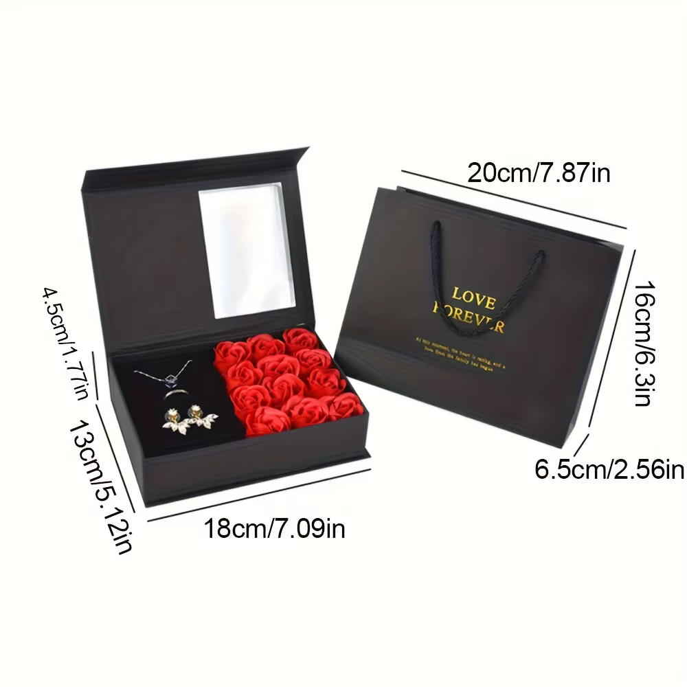Coffret cadeau élégant pour bijoux pour la Saint-Valentin – Inscription "Love Forever"