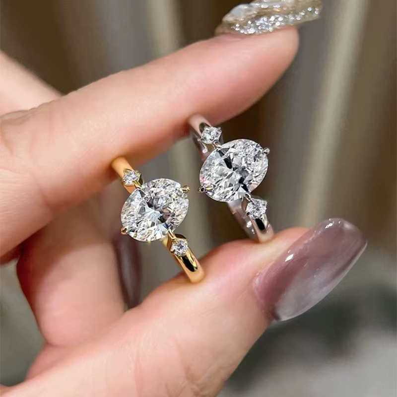 Bague de mariage ovale en Moissanite pour femmes
