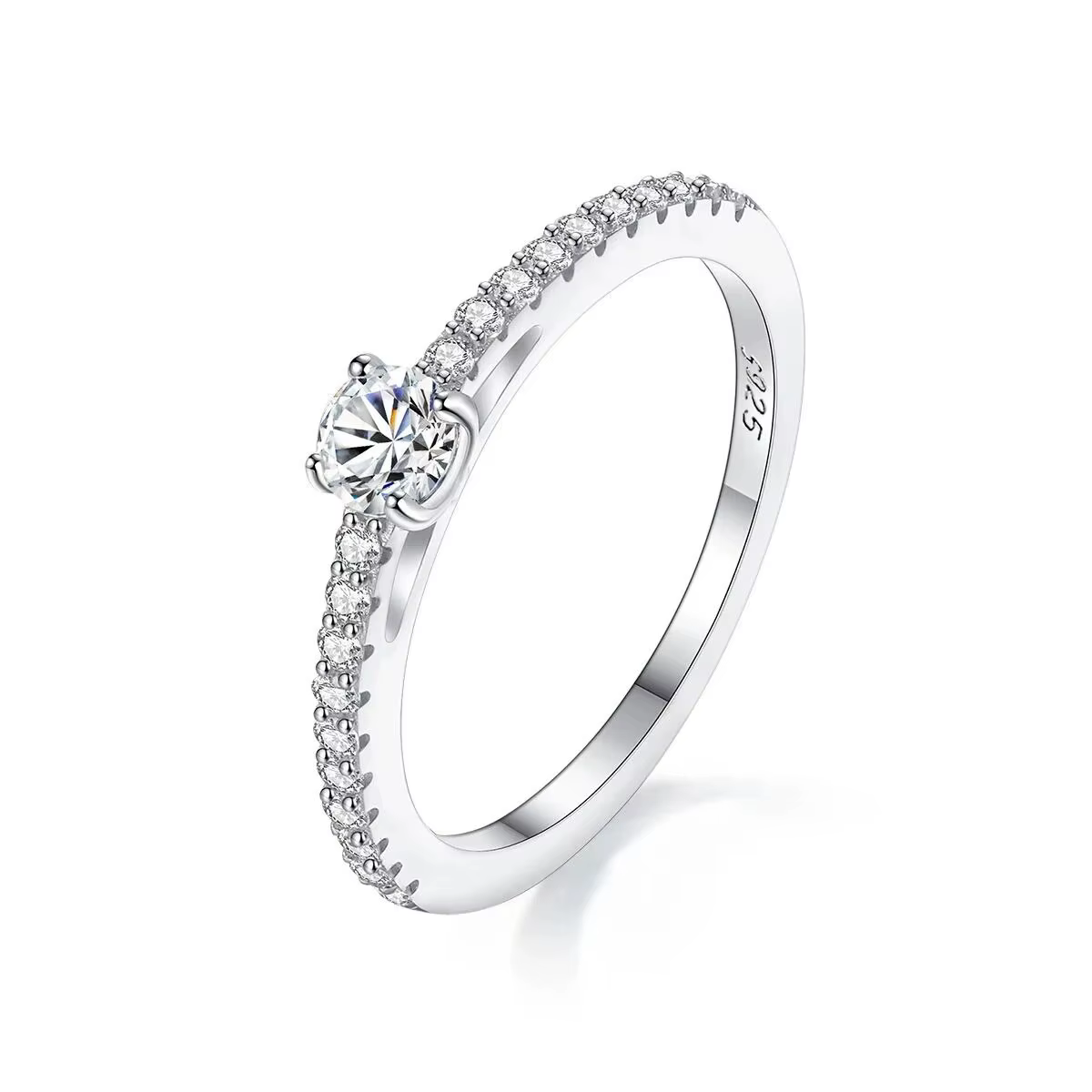 Petite bague Moissnaite en argent Sterling 925 véritable pour femmes