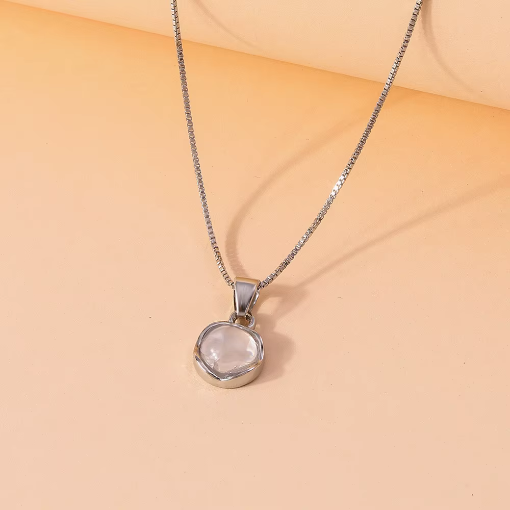 Aihua – collier rond minimaliste avec pendentif en opale pour femmes