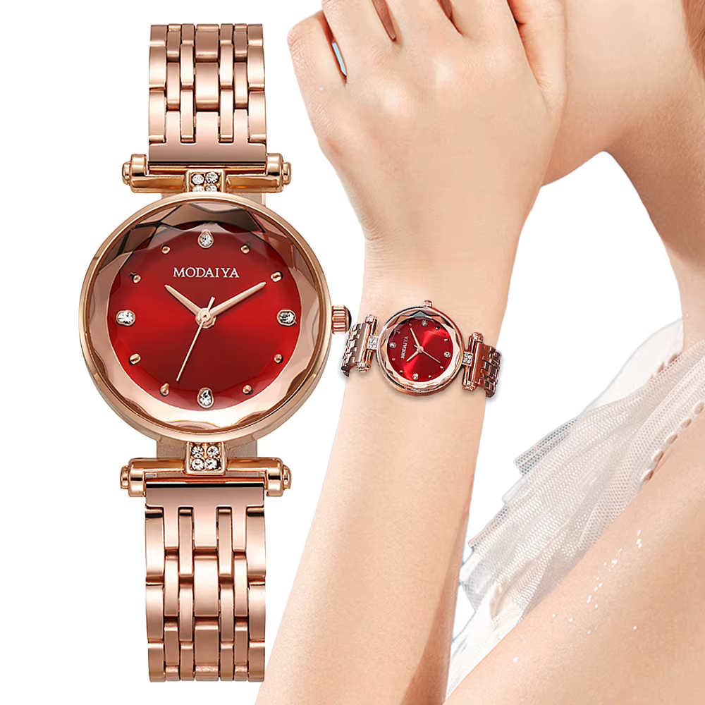 Montre à quartz en alliage avec diamants de marque 2022 de luxe raffinée pour les dames