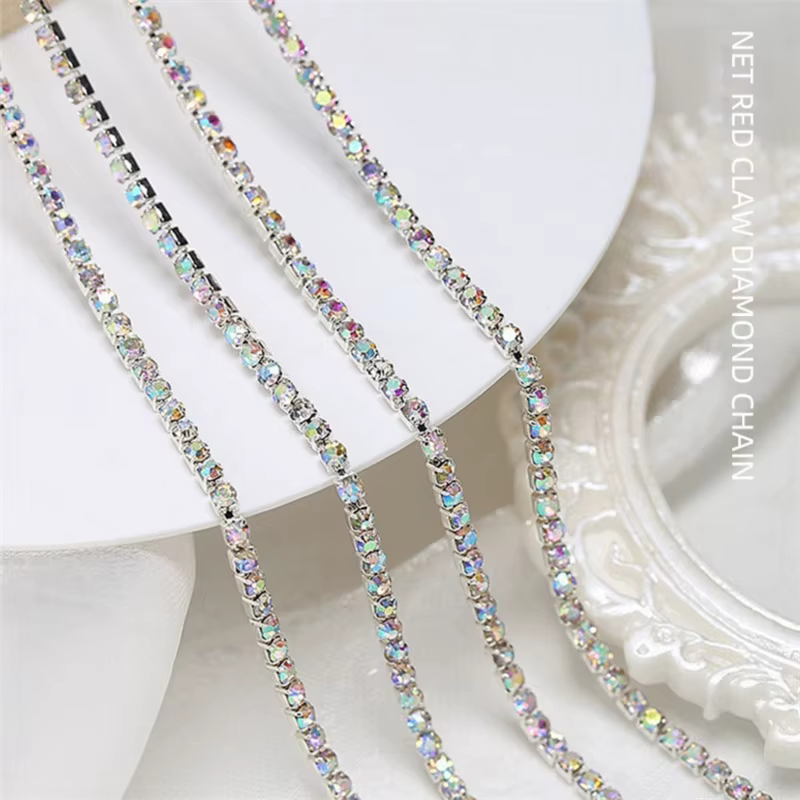 RSNAIL 1pc doré argenté Nail Art chaînes décorations 90cm