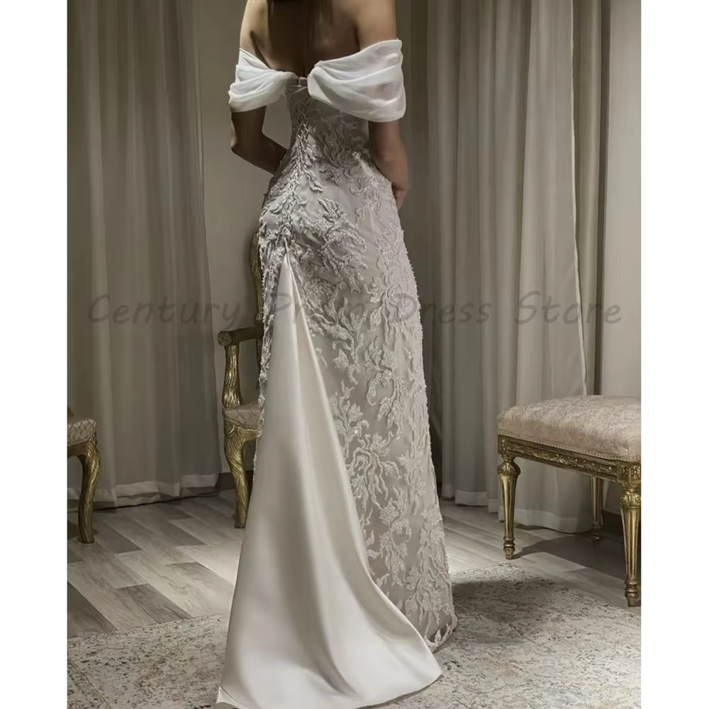 Robe de mariée sirène sans bretelles avec épaules dénudées