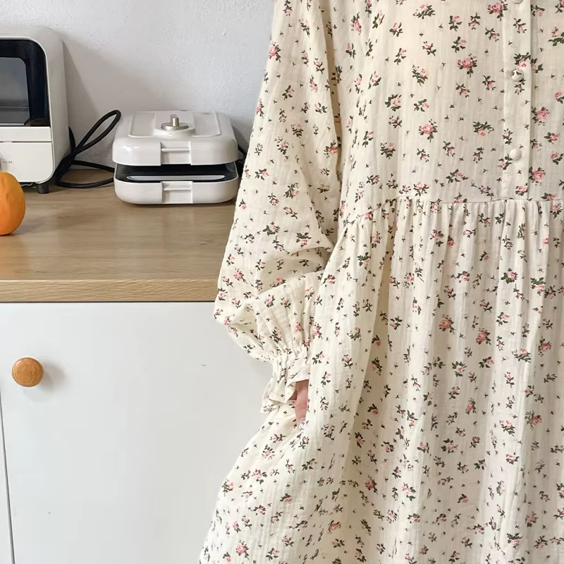 Mousseline 100% coton gaze pour les femmes robe à manches longues bout