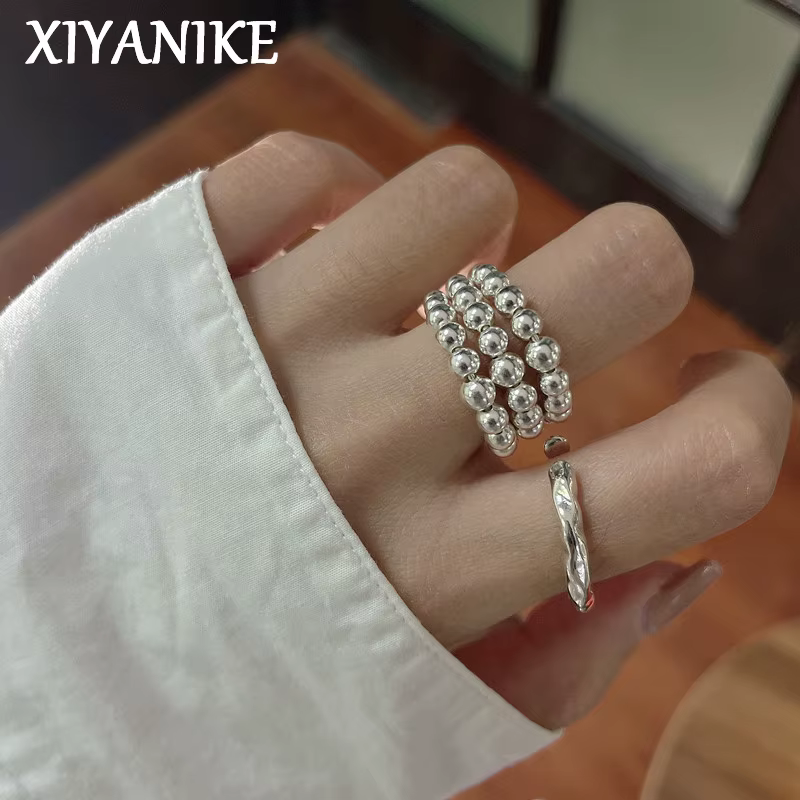 XIYANIKE – bagues réglables à trois couches avec points pour femmes et filles