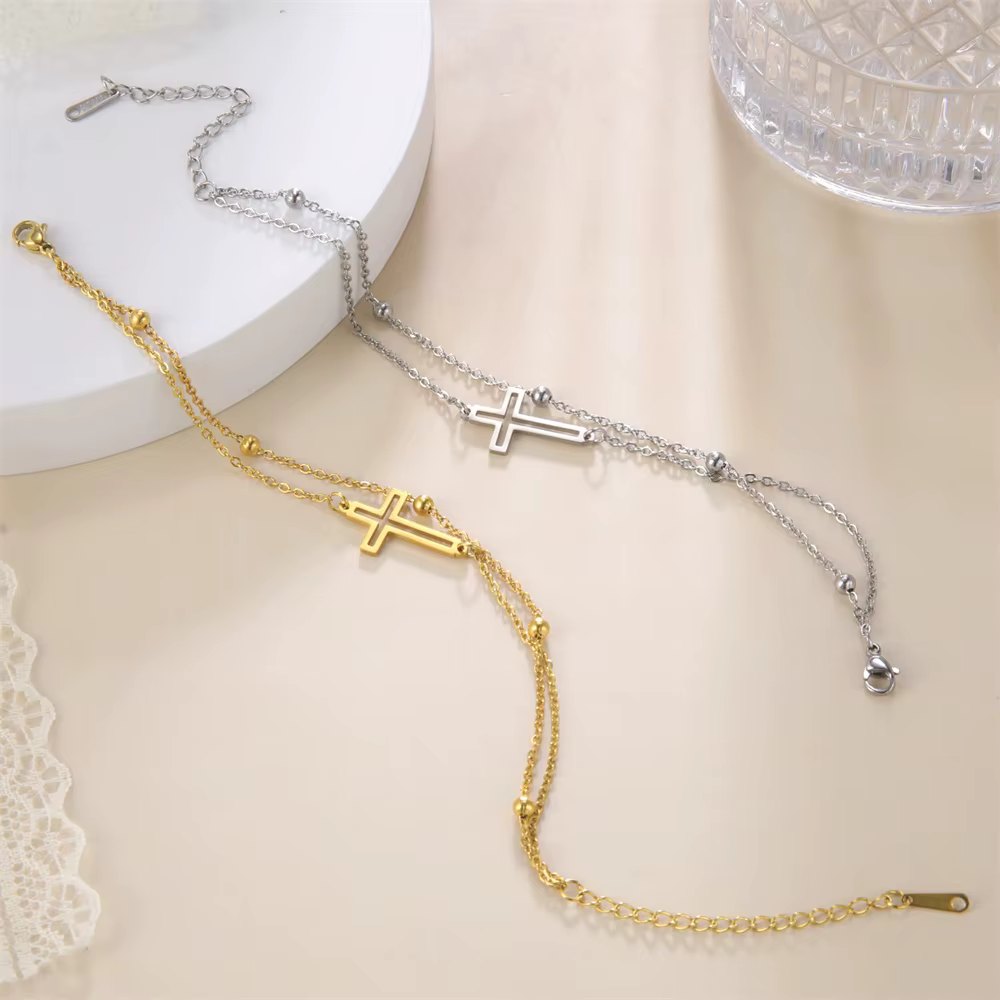Kkjoy-Bracelet bohème avec pendentif croix pour femme