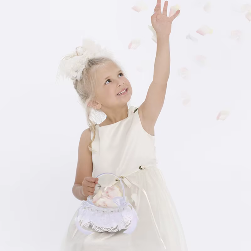 Mir à Fleurs Vintage en Dentelle Blanche pour Demoiselle d'Honneur