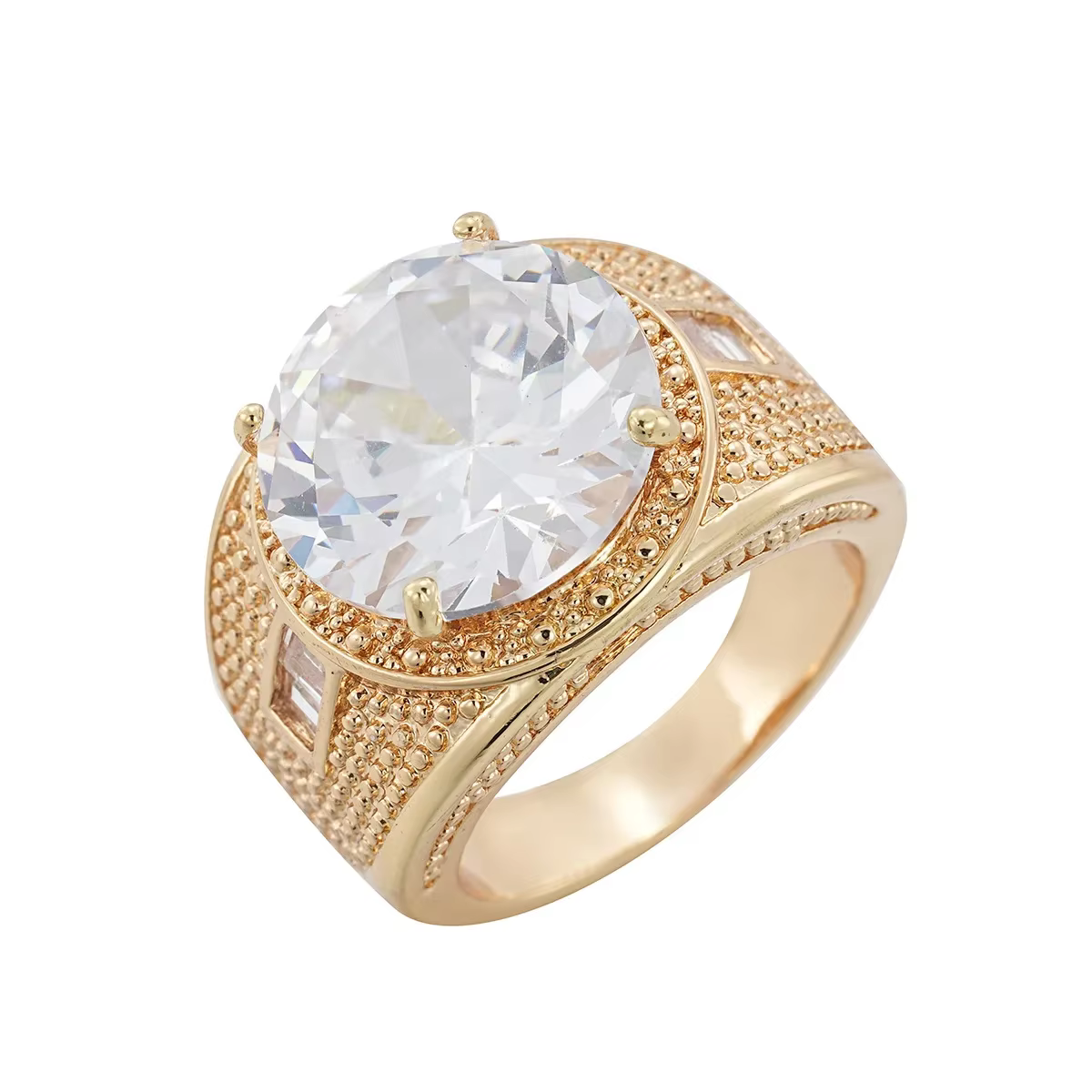 Solitaire 14K plaqué or laboratoire diamant bague hommes/femmes bijoux fête mariage noir émeraude pierre bande anneaux pour cadeaux