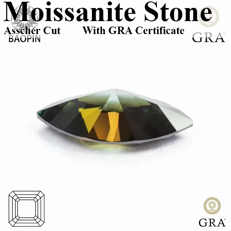 Pierre précieuse en moissanite verte taille marquise avec certificat GRA