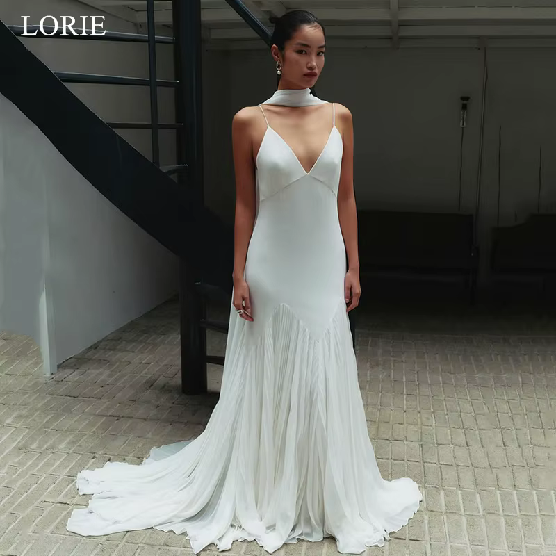 LORIE exquise robe de mariée trapèze sans manches Corset
