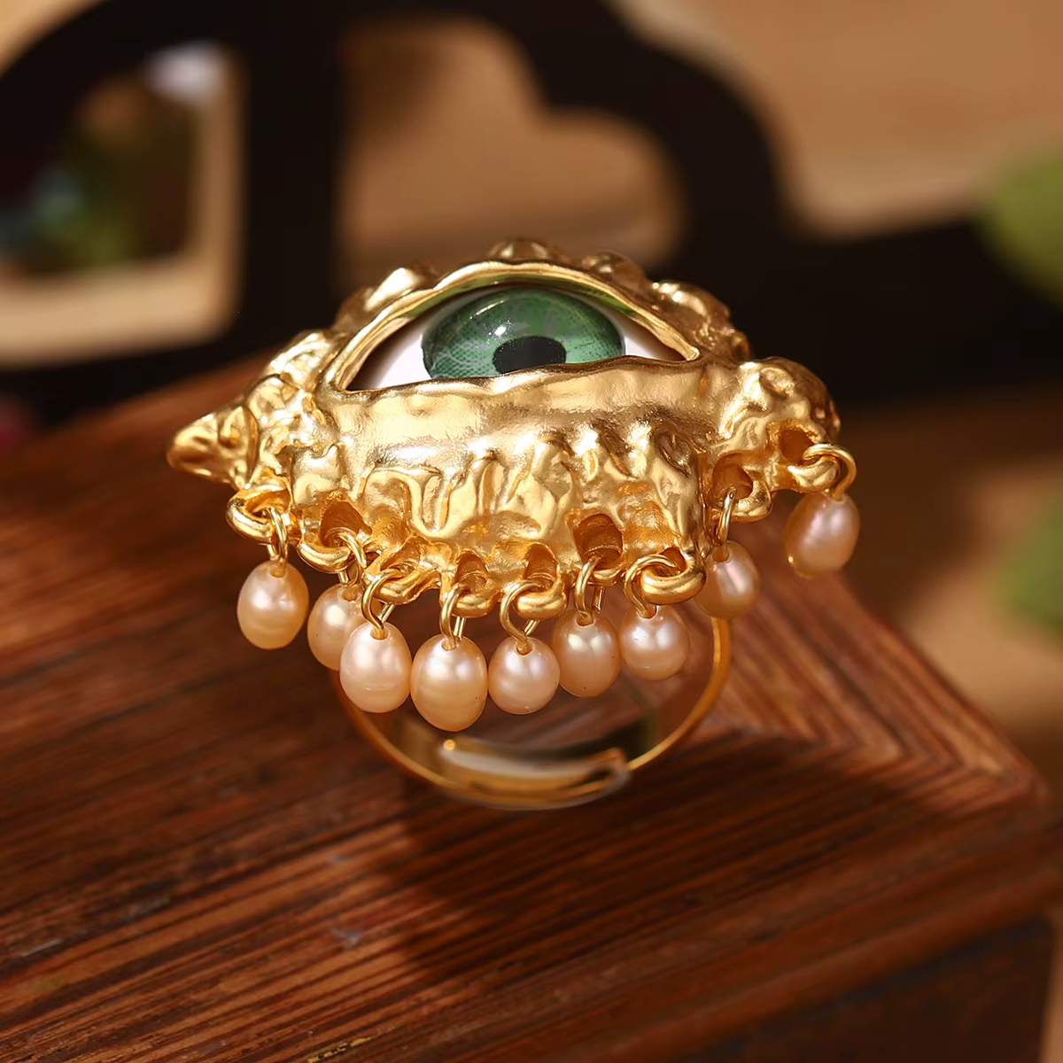 Bijoux Vintage oeil du diable anneau délicat imité perle glaçure