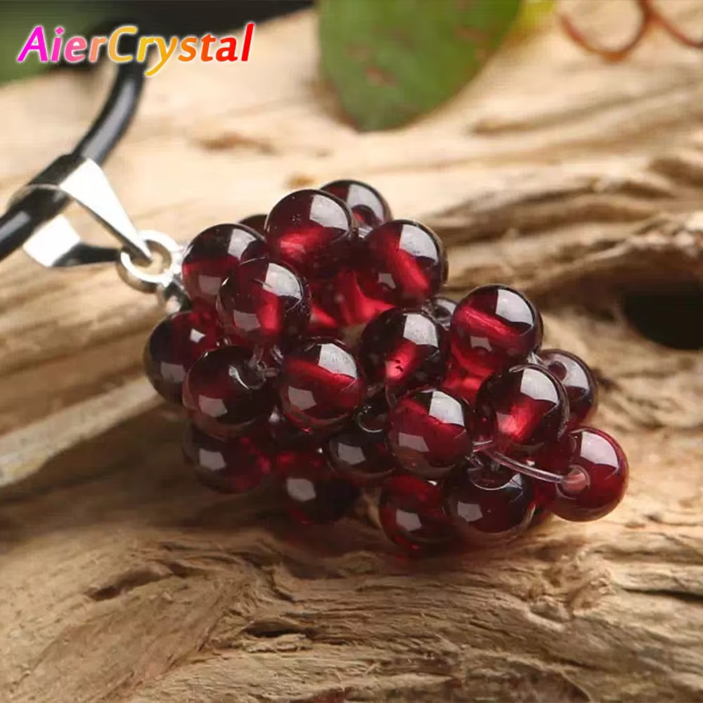 Pendentif en grenat naturel de raisin pour femmes