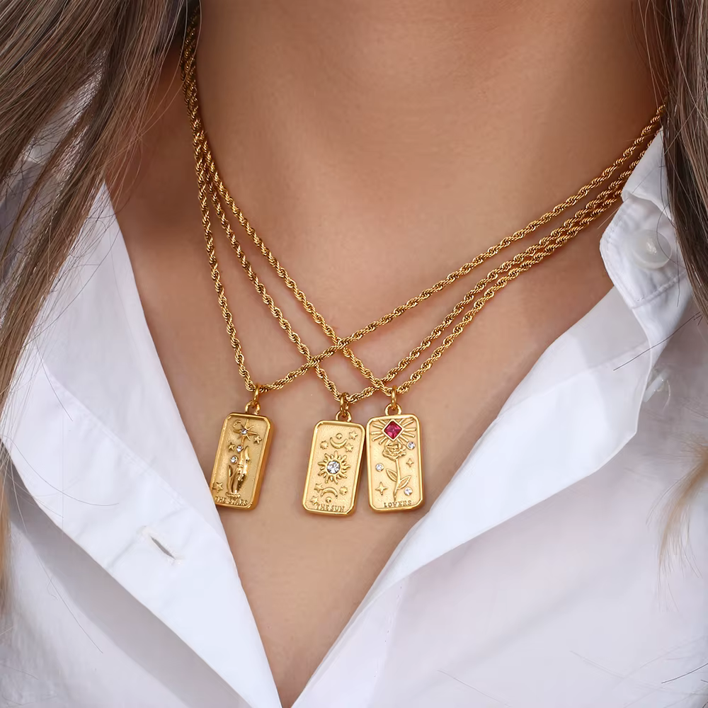 Collier de Tarot en acier inoxydable pour femmes