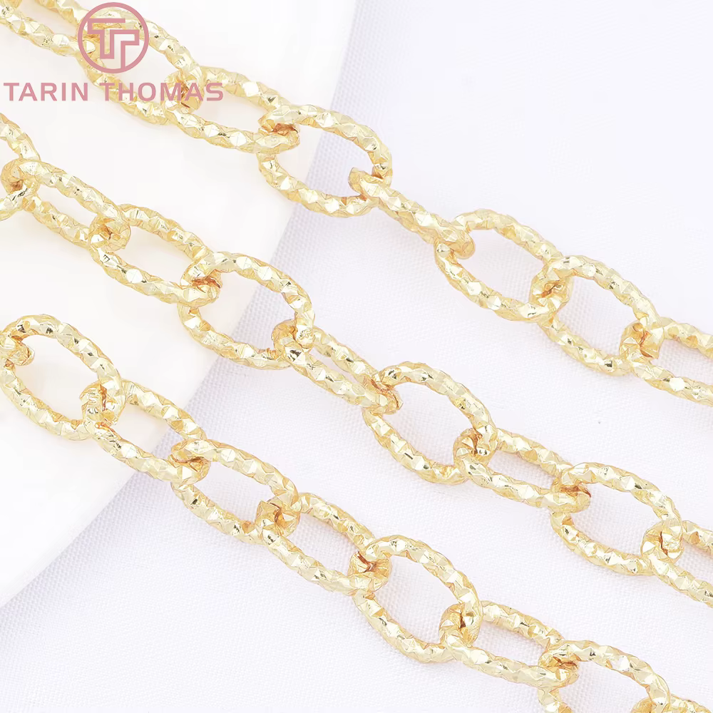 (10061) 18K couleur or alliage de laiton circulaire elliptique collier chaînes sac chaîne de haute qualité bijoux à bricoler soi-même faisant des accessoires