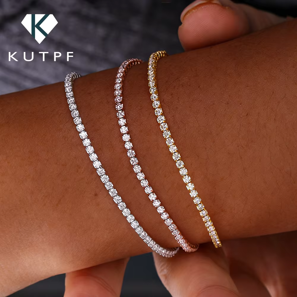 Bracelet tennis en moissanite ronde de 2 mm pour femmes