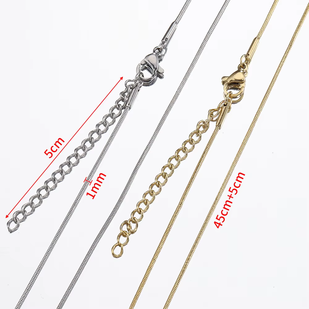 10 pièces 5 pièces chaîne serpent en acier inoxydable collier chaînes pour bijoux à bricoler soi-même faisant des résultats pendentifs chaîne fermoirs à homard en gros