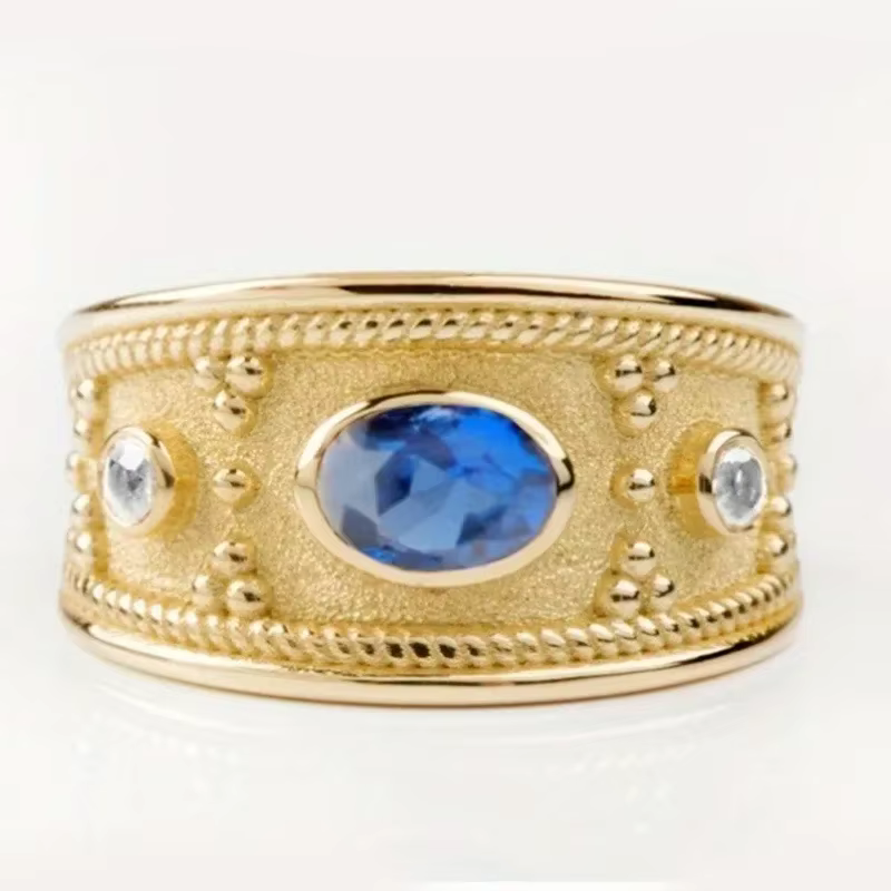Bague d'agate bleue intégrée