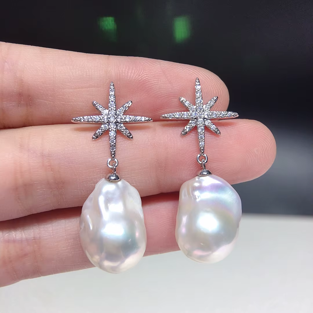 ZHBORUINI – boucles d'oreilles baroques en perles d'eau douce