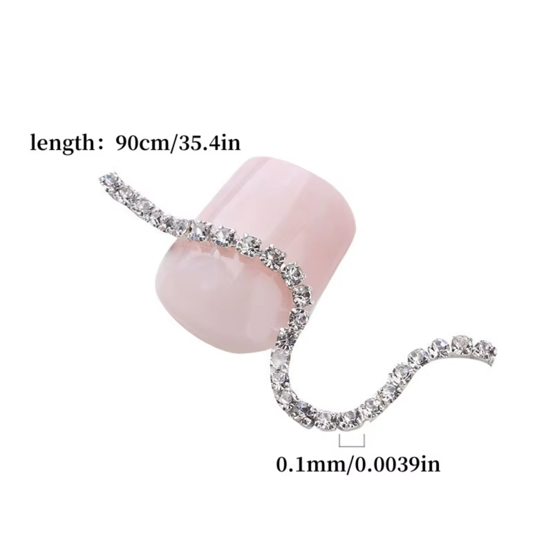 RSNAIL 1pc doré argenté Nail Art chaînes décorations 90cm