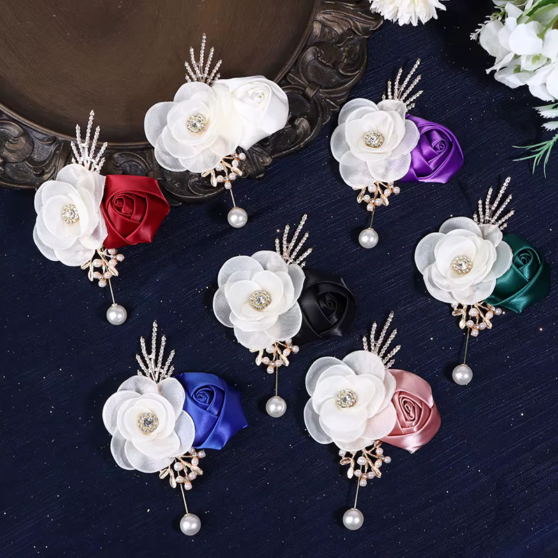 Boutonnière de marié, broche pour témoin de mariage